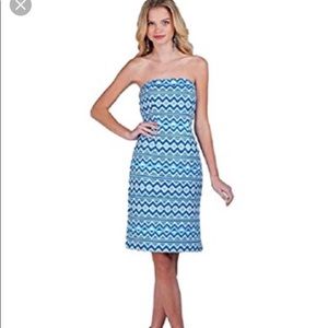 Belle Badgley Mischa Aztec strapless dress